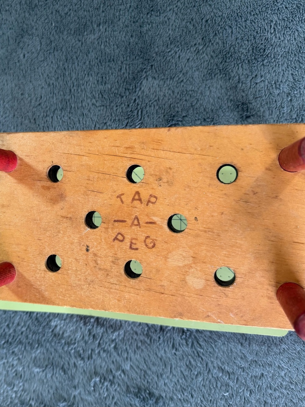 Tap-A-Peg Wooden Peg Board Toy - Natural Wood with Red Pegs